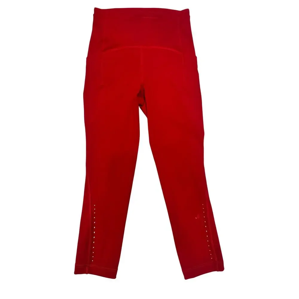 Lululemon Swift Speed High Rise Crop 21" Leggings 2 Dark Red Run Pockets Pilates - Picture 3 of 16